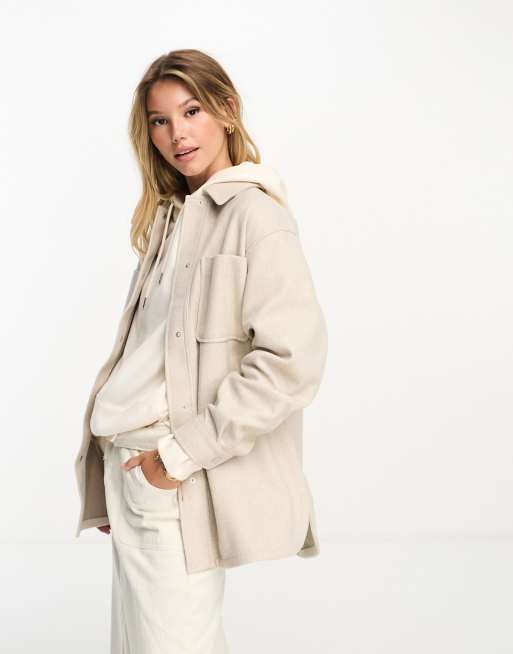 New Look – Hemdjacke in Steinbeige