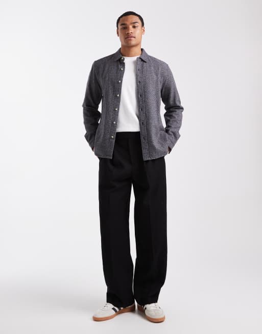 New Look herringbone shirt in navy, 2 of 5