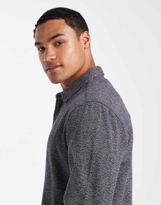 New Look herringbone shirt in navy, 4 of 5