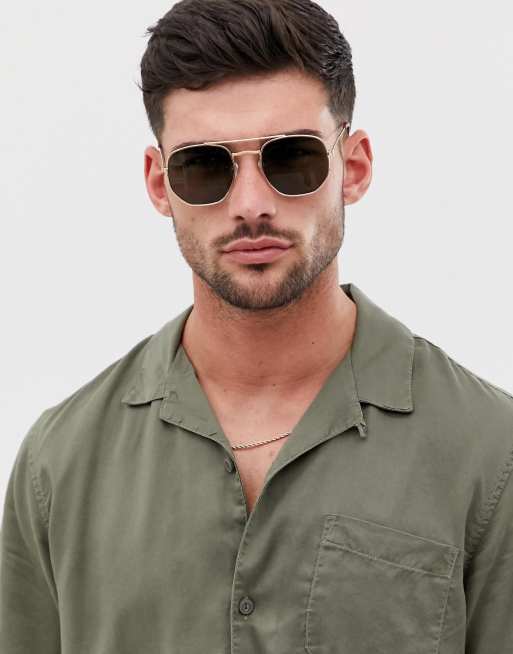 New Look hexagon sunglasses in gold