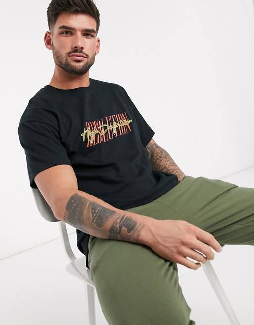 New Look high definition text print t-shirt in black