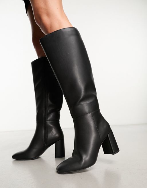 New Look high leg boots in black | ASOS