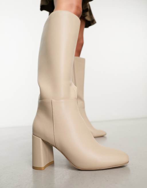 New look cream boots on sale