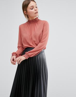 high neck chiffon top