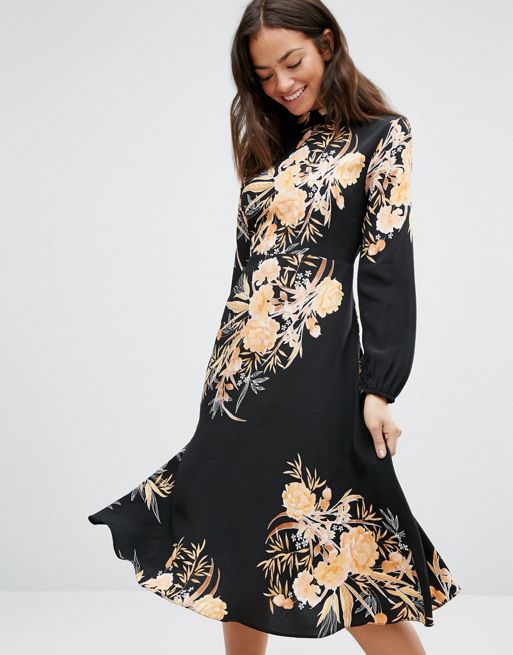 New Look High Neck Floral Bloom Midi Dress | ASOS