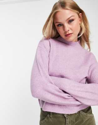 New Look high neck knitted sweater in lilac