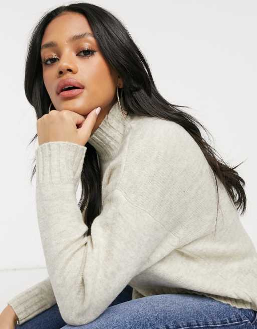 New Look high neck knitted sweater in oatmeal | ASOS