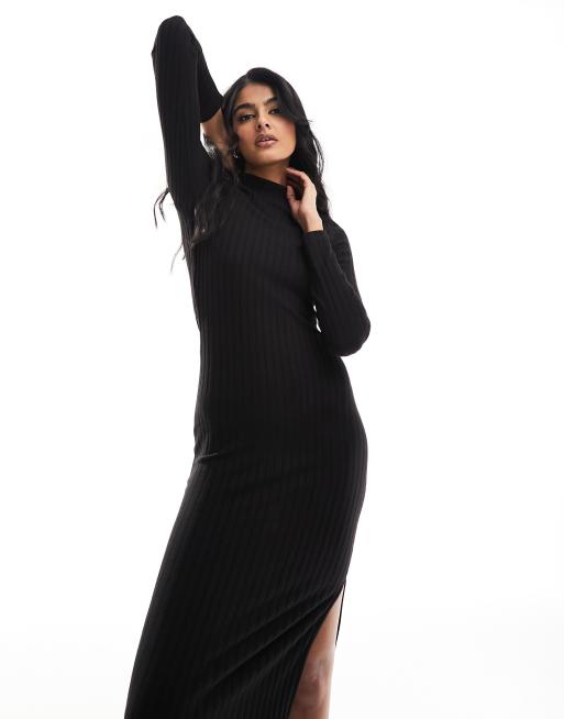 Long sleeve black high low clearance dress