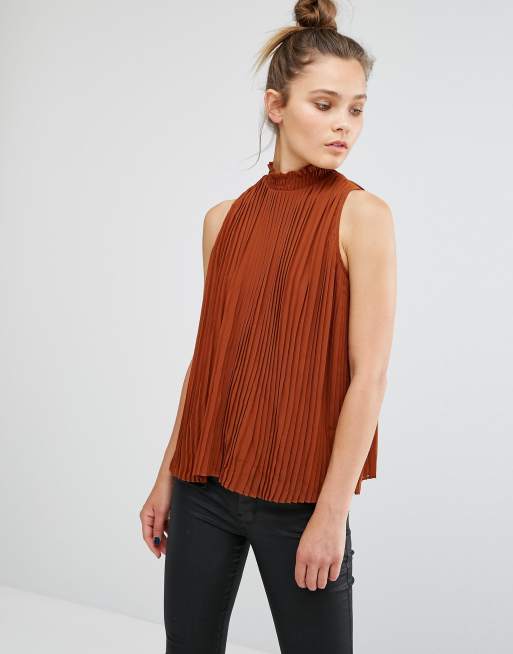 New Look High Neck Pleated Shell Top | ASOS