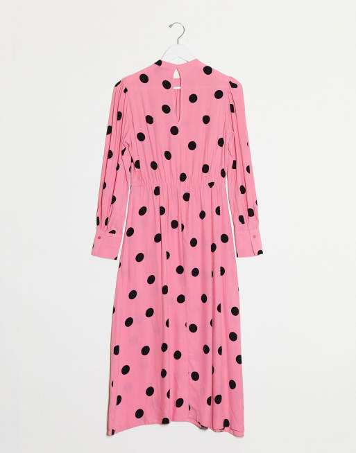 Pink dress with hot sale black polka dots