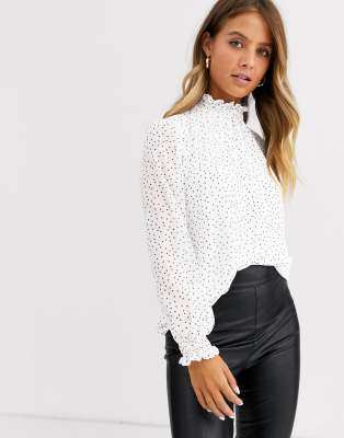 white cropped high neck top