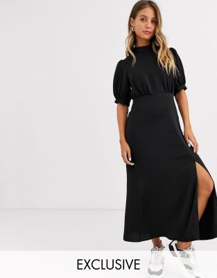 satin midi dress with split