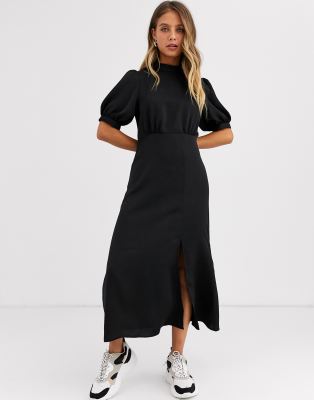 black satin high neck dress