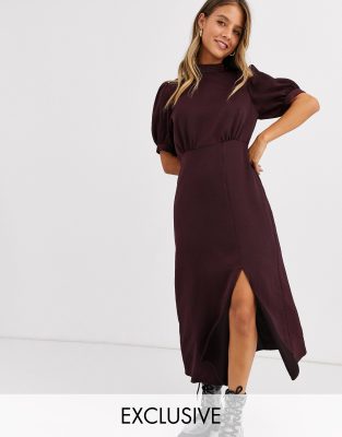 satin midi dress with split