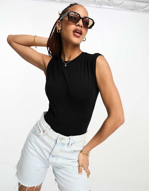 ASOS DESIGN high neck sleeveless bodysuit in black