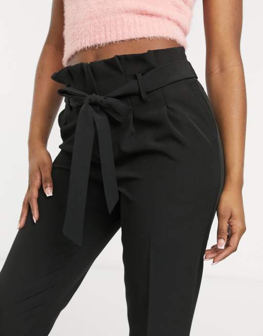 ASOS Premium Leather Paper Bag Waist Tapered PANTS, ASOS