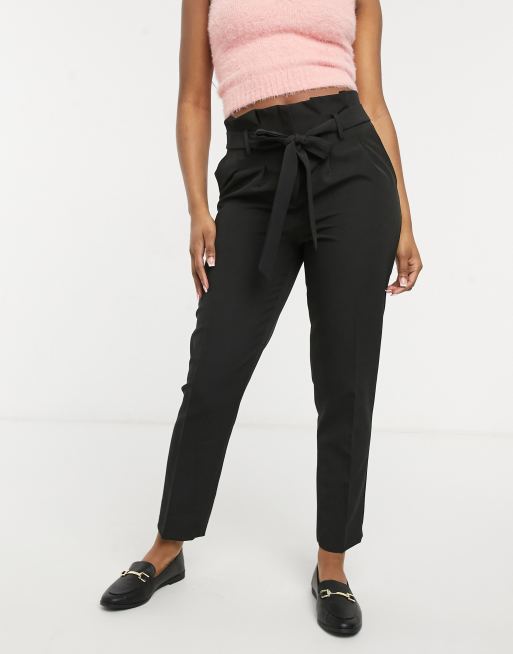 High waisted black paperbag hot sale pants