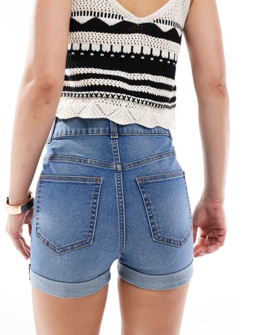 New Look high waisted shorts in mid blue, 3 of 5