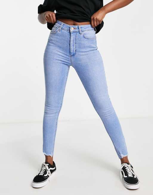 New Look highrise skinny jeans in light blue wash