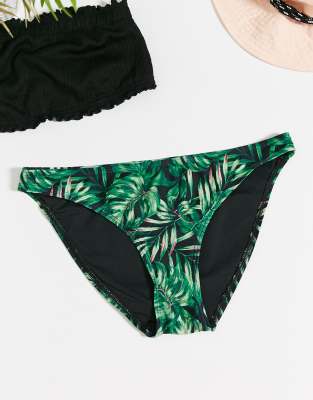 New Look Hipster Bikini Bottoms In Tropical Printgreen ModeSens