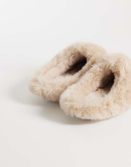 New Look hjemmesko med imiteret pelskant og gravhundemotiv i camel, 3 af 5