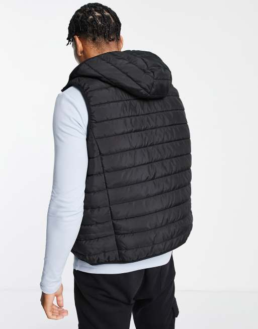 New Look hooded puffer gilet in black | ASOS