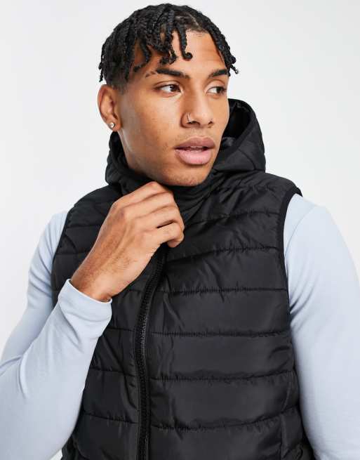 New Look hooded puffer gilet in black | ASOS