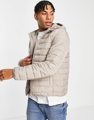 New Look hooded puffer in stone