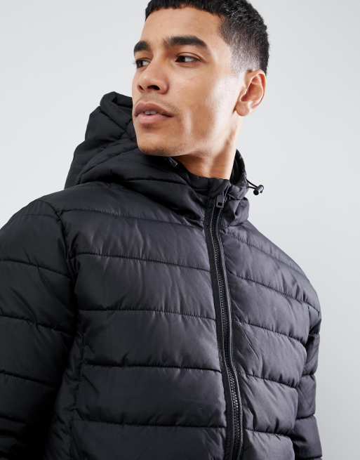 New look hooded 2025 puffer jacket in black