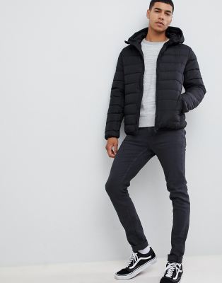 new look grey hooded puffer jacket