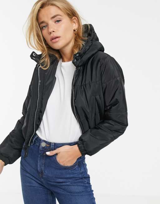 New look store hooded puffer jacket