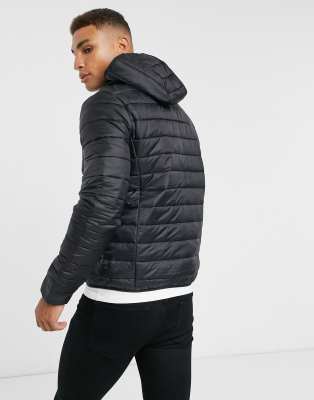 new look hooded puffer jacket in black