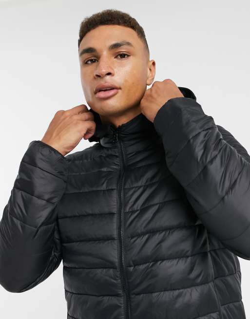 New Look hooded puffer jacket in black ASOS
