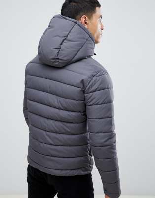 new look grey hooded puffer jacket