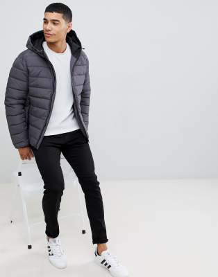 new look grey hooded puffer jacket