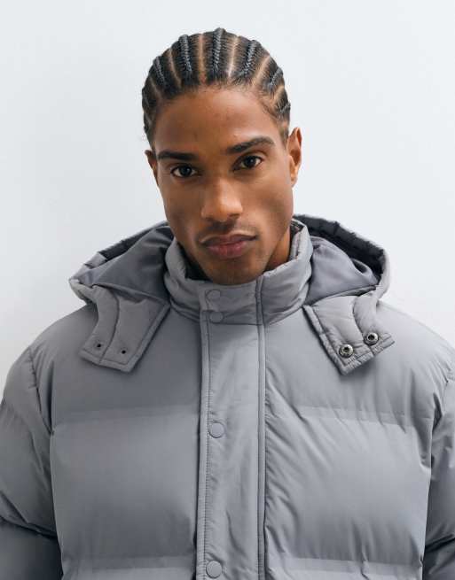 New Look hooded puffer jacket in grey, 4 of 5