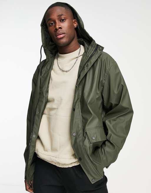 New Look hooded rain jacket in khaki | ASOS