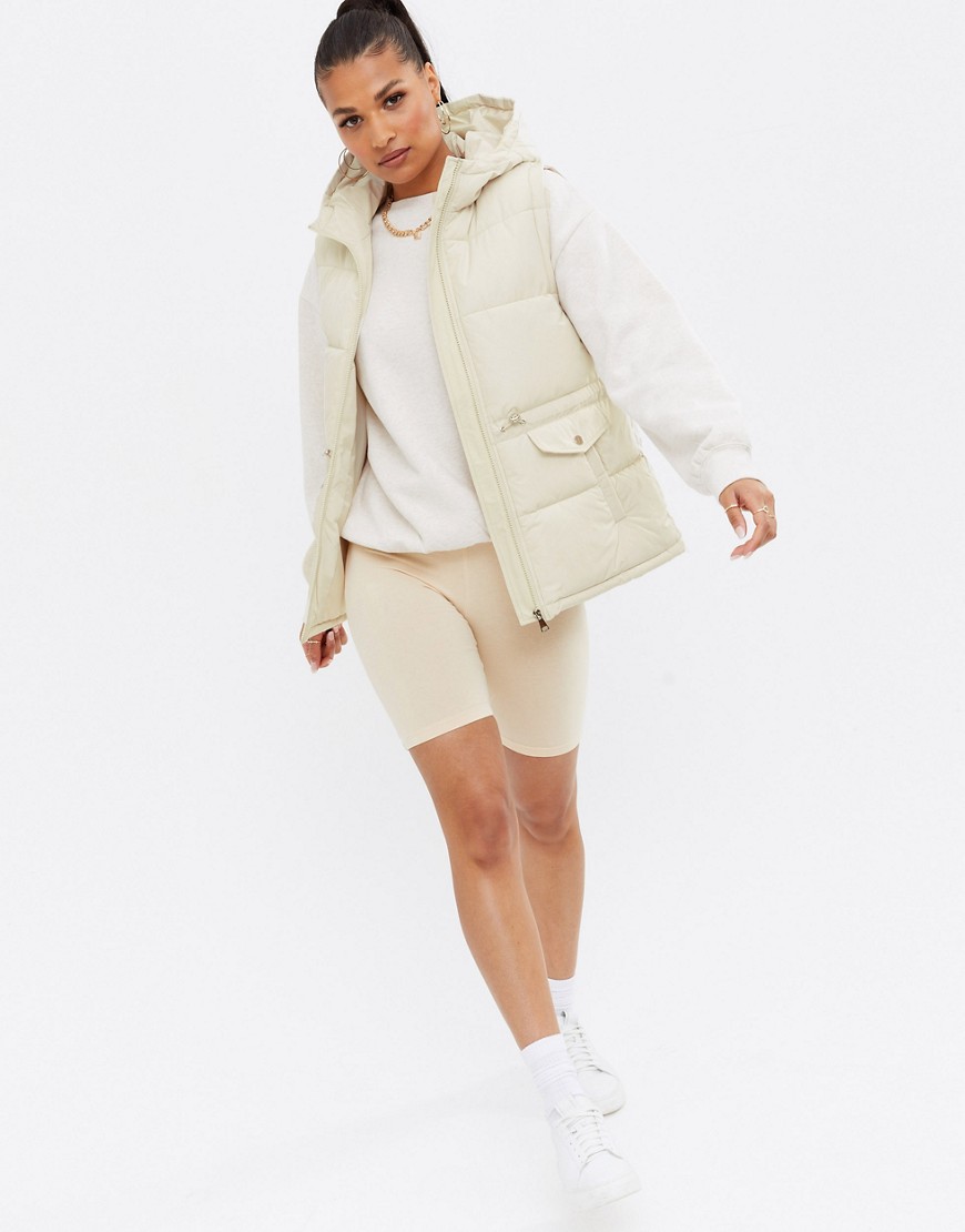 New Look hooded vest in stone-Neutral