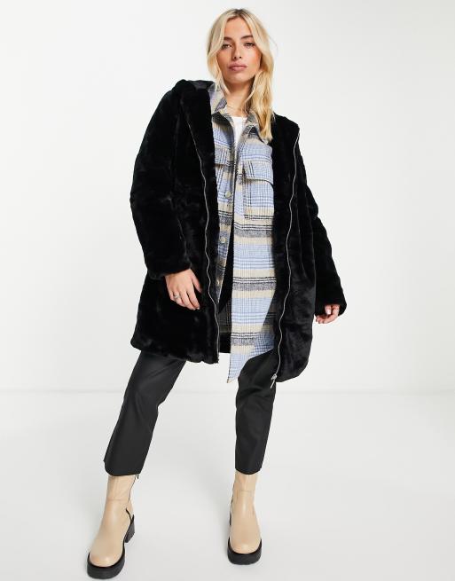 New look store black fluffy coat