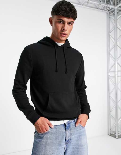 New look mens black hoodie best sale