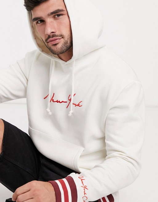 New Look hoodie in cream with taping
