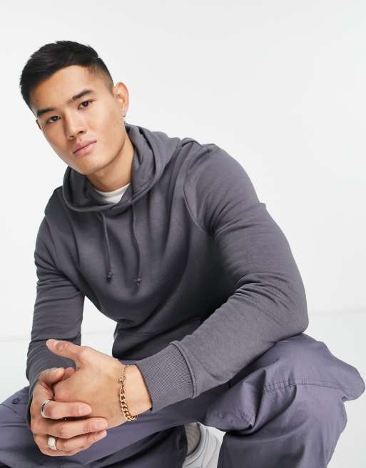 New Look washed hoodie and sweatpants set in dark gray