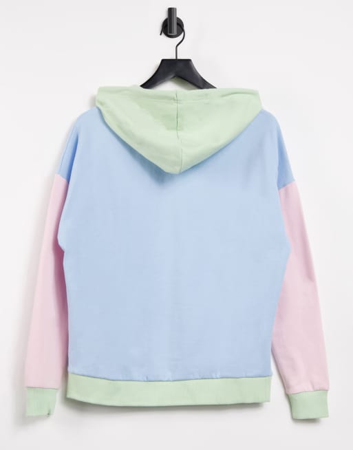 New Look - Hoodie met kleurvlakken in multi pastel, 2 van 4