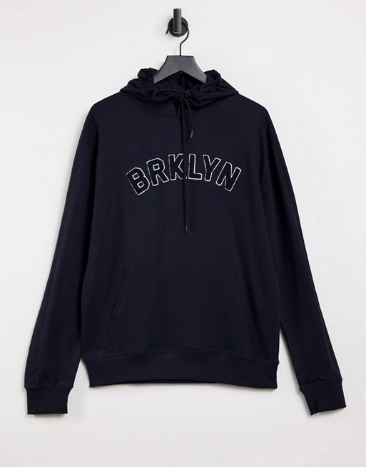 New Look hoodie with Brooklyn print in boucle