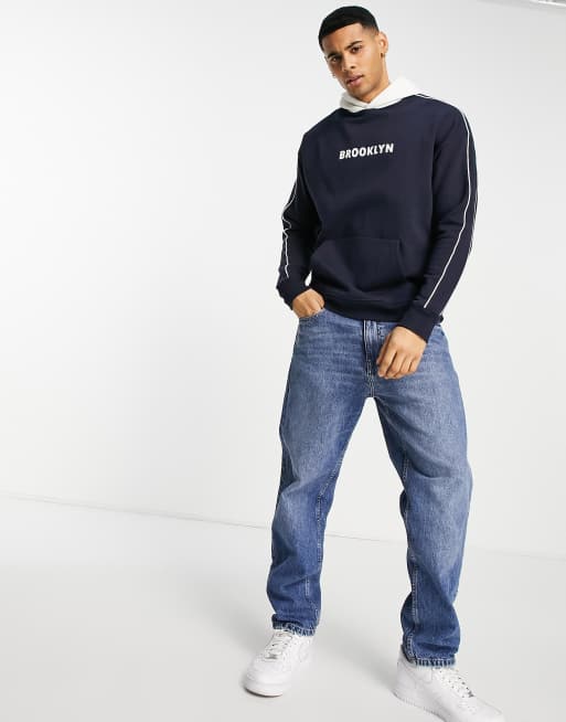 New Look hoodie with brooklyn print in navy, 4 of 4