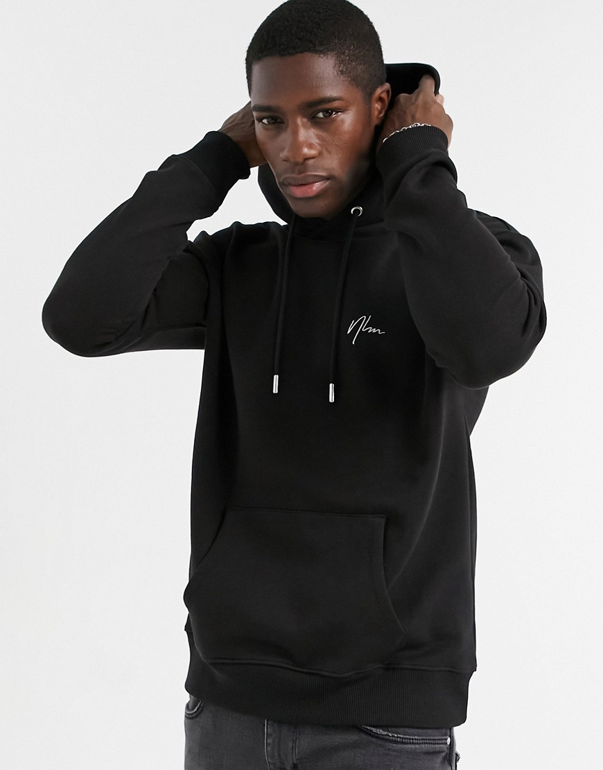 New Look hoodie with embroidered NLM in black