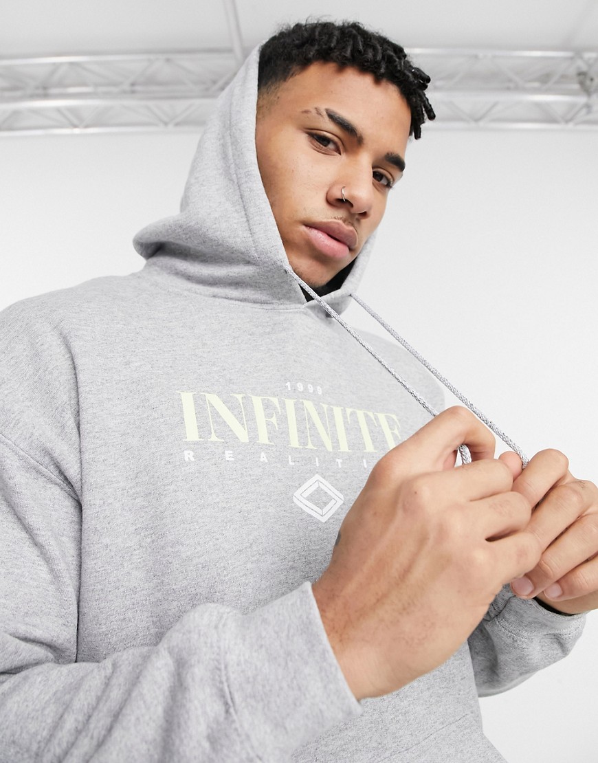 New Look hoodie with Infinite print in gray-Grey