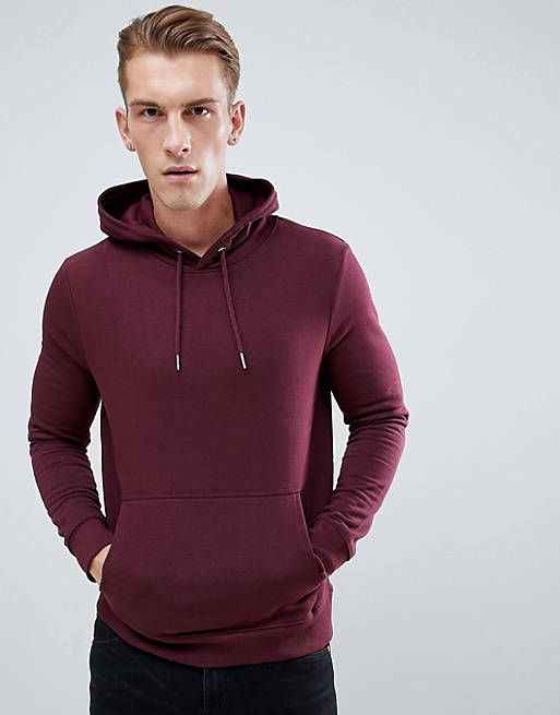 New Look hoodie with pocket in burgundy | ASOS