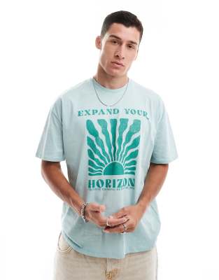 New Look horizon t-shirt in light teal-Blue