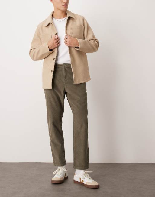 New Look – Hose aus Cord in rauchigem Olivgrün